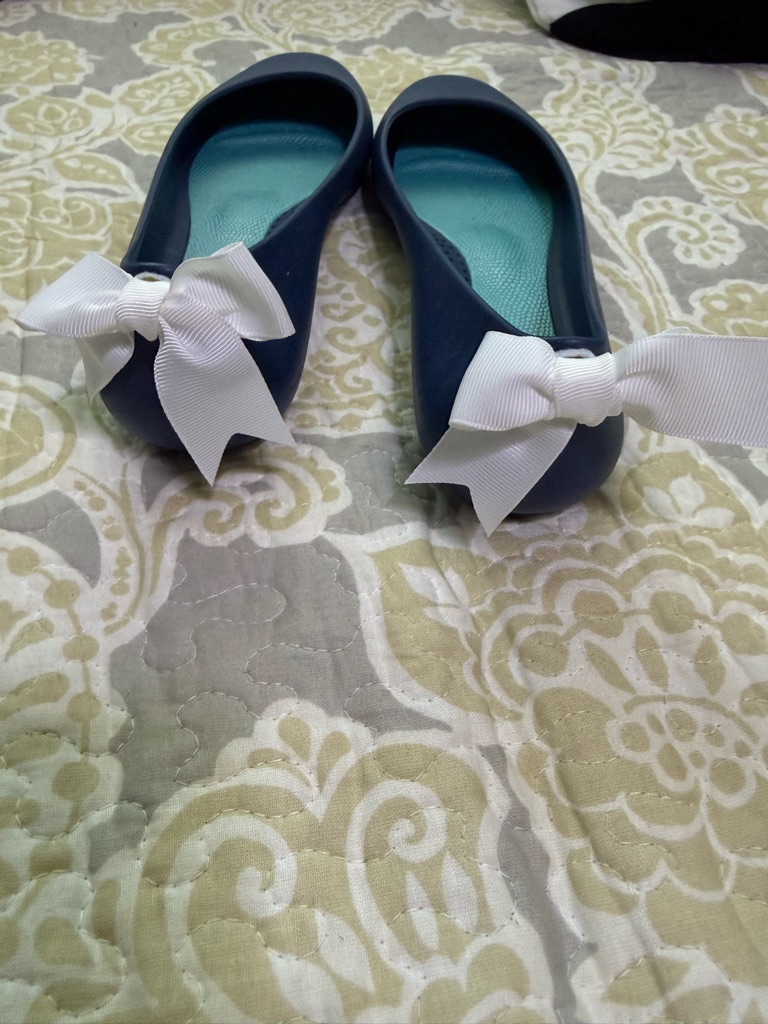 Oka B. Navy Ballet Flats With Aqua Insole And White Bow Accent — image 2 of 3